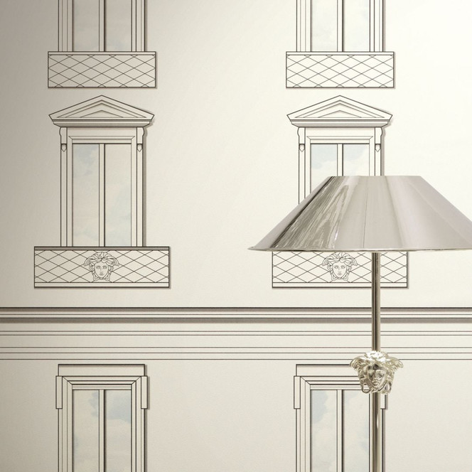 Versace Vliestapete Palazzo No 12 Fenster Fassade Weiss Grau Neo Klassik