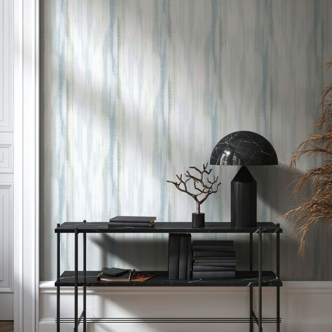Vliestapete Streifen Streifen Modern matt in Weiss Blau