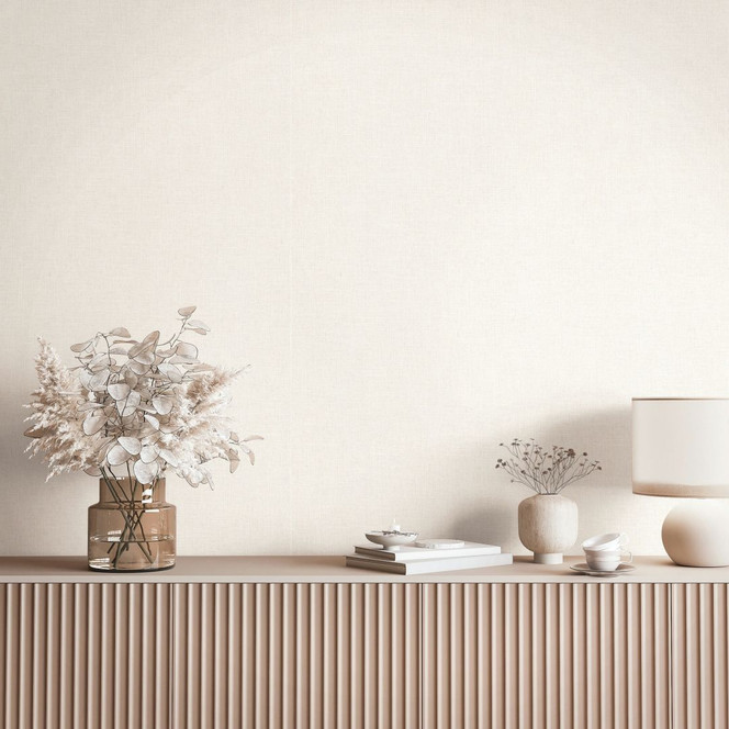 Vliestapete Textil, Struktur Uni Modern matt in Beige Braun
