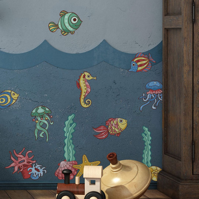 Wandtattoo Bunte Fischis