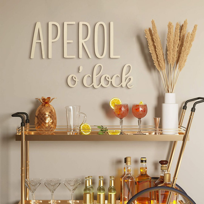 3D Holz Schriftzug - Küche - Aperol o'clock - Pappel