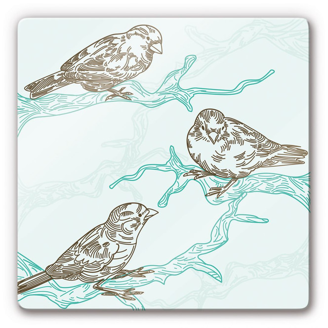 Glasbild Spatzen Illustration