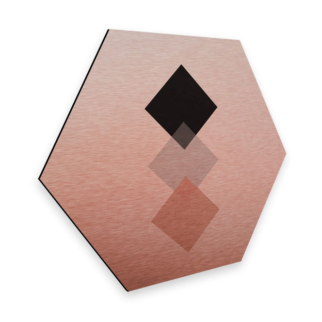 Hexagon - Alu-Dibond Kupfereffekt Nouveauprints - Squares Pink
