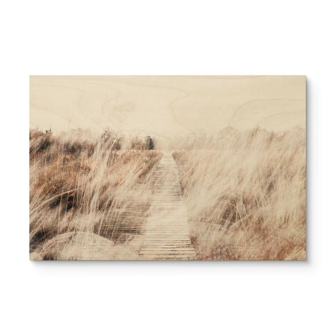 Holzbild Verträumte Landschaft mit Holzsteg - Imaginative