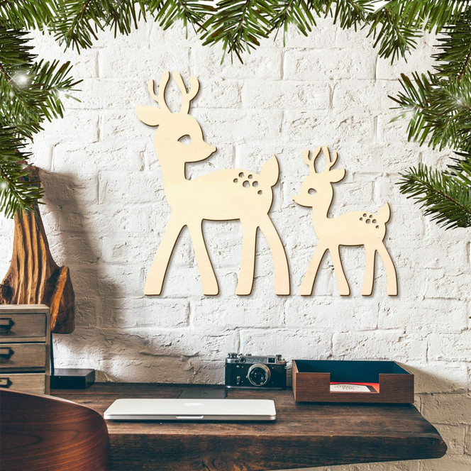 Holzkunst Pappel - Rehkitze