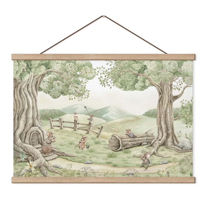 Kinderzimmer Stoffbild Familie Maus im Wald - Kikki Belle