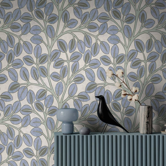 Tapete Vlies botanisch - dezentes Blätterdesign in Taupe & Steingrau