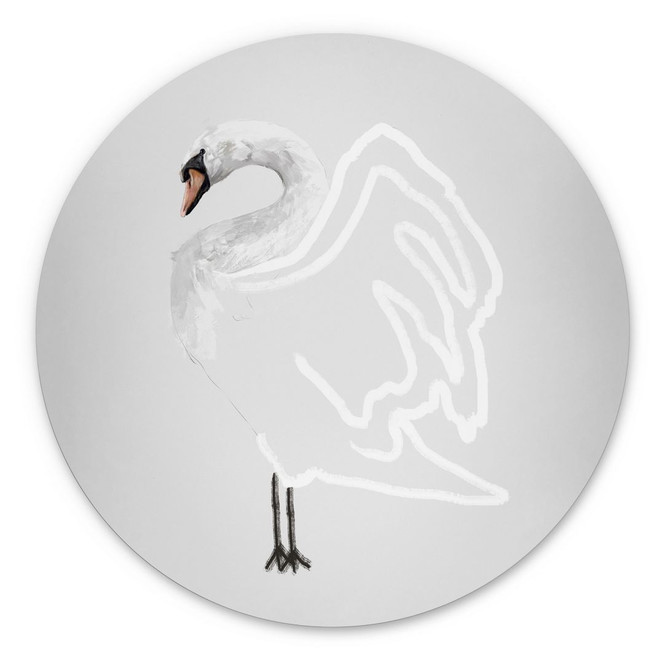 Wandbild Schwan Illustration - Roberg - Alu-Dibond - Rund