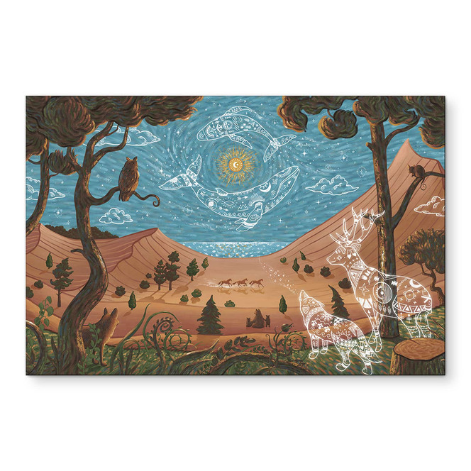 Wandbild Spirituelles Tierreich in der Nacht - Oliver Robins - Alu-Dibond