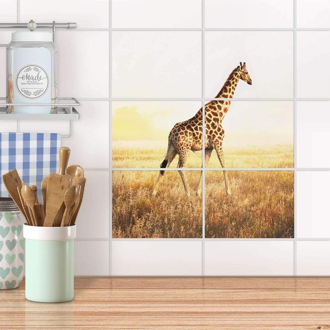 Fliesenfolie quer - Savanna Giraffe