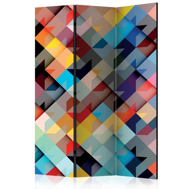 Paravent, Raumteiler freistehend, Trennwand - Buntes Patchwork