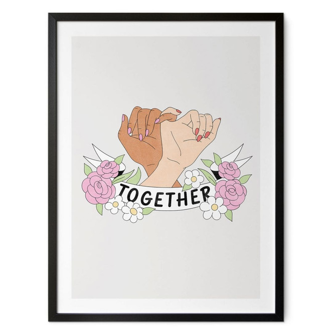 Poster Together Sisterhood Floral Hände