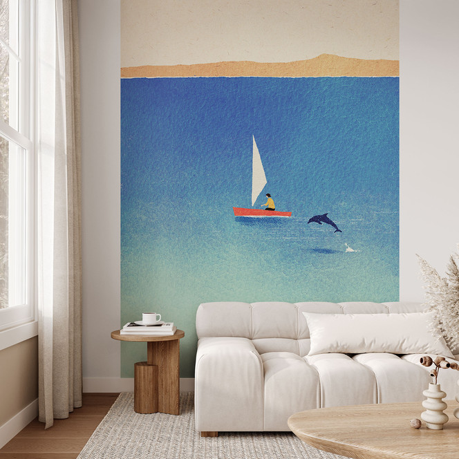 Fototapete Segeln mit Delfin im Meer - Rivers