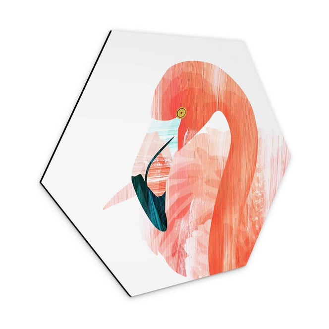 Hexagon - Alu-Dibond Goed Blauw - Pink Flamingo