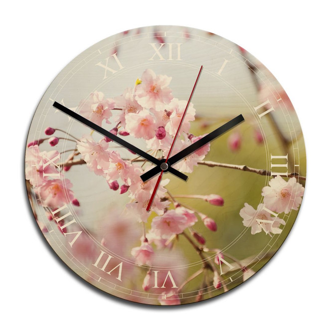 Holz-Wanduhr - Cherry Blossoms
