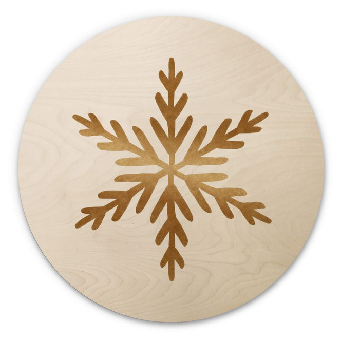 Holzbild Goldene Schneeflocke Rund - Orara Studio