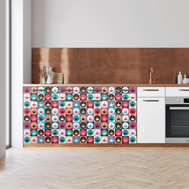 Küchenfolie - Unterschrank 160cm Breite - Coffee Cups