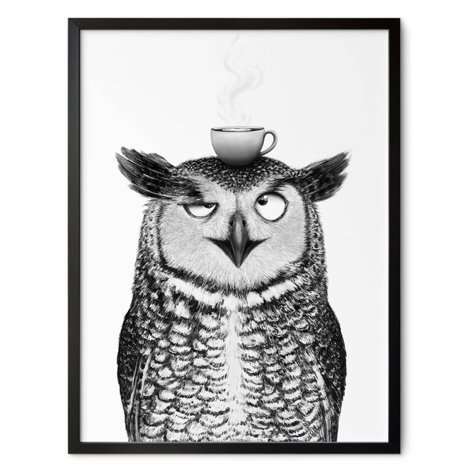 Poster Lustige Eule mit Kaffee - Korenkova