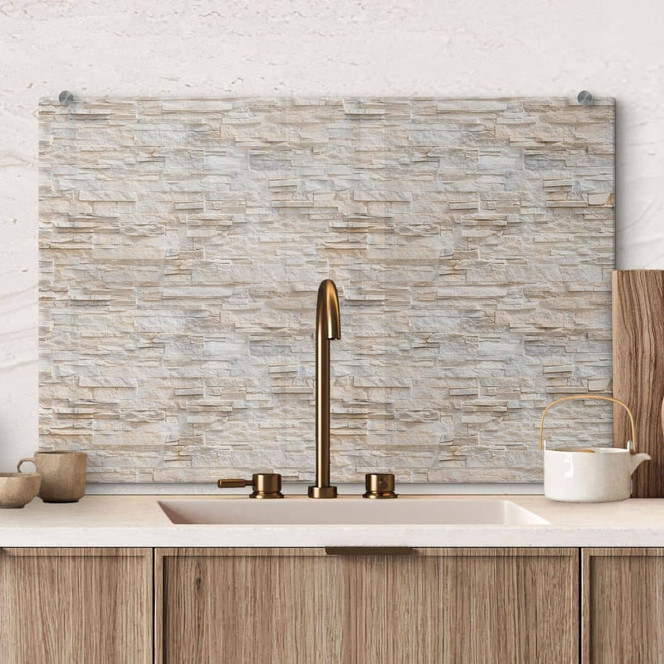 Spritzschutz in Steinoptik - Natursteinmauer