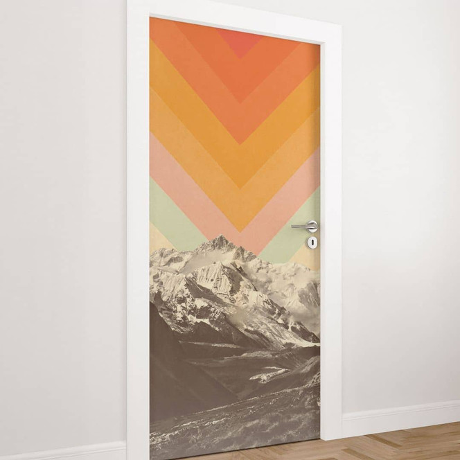 Türfolie Retro Berglandschaft - Bodart - Selbstklebende Türdeko