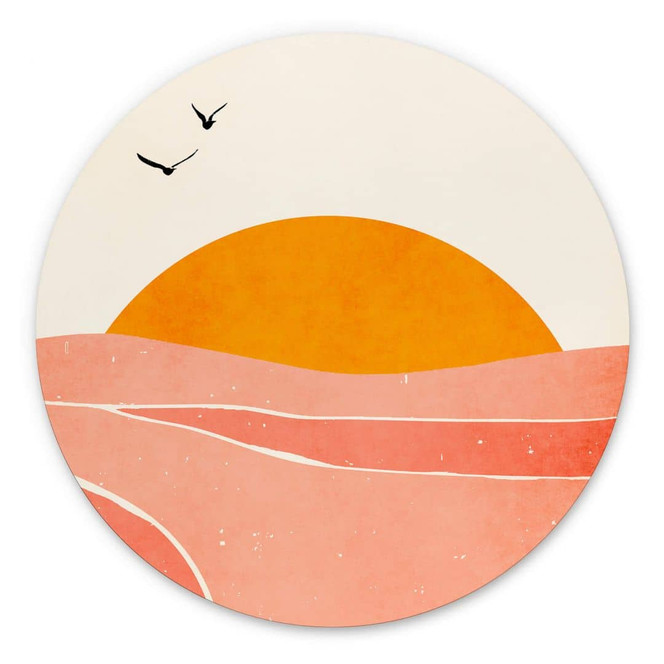Wandbild Sonnenaufgang auf dem Land - Alu-Dibond Rund - Kubistika