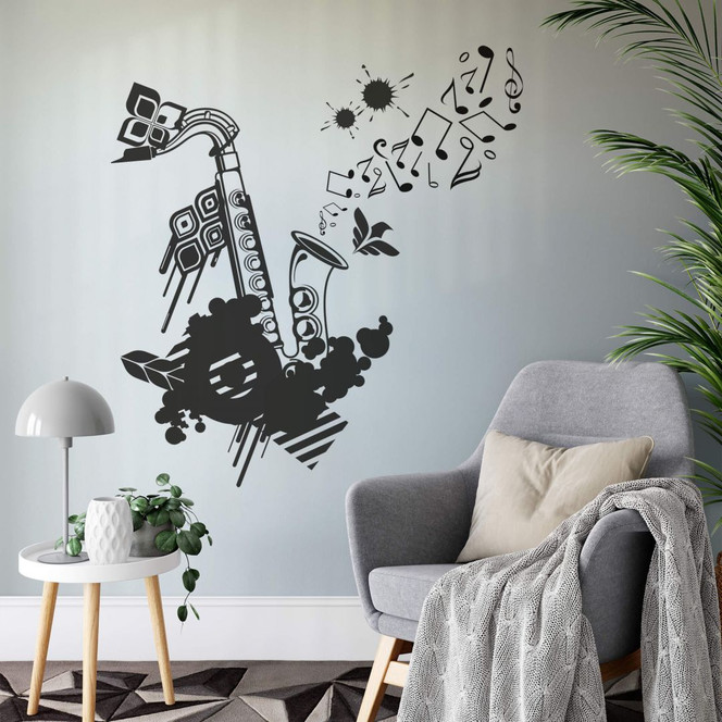 Wandtattoo Saxophon abstrakt