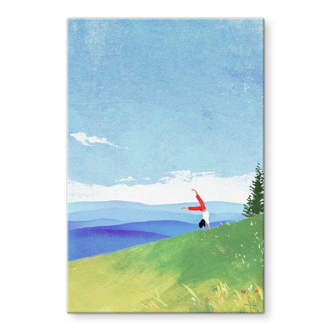 Acrylglasbild Bergwiese mit Ausblick | Landschaftsbild für das Wohnzimmer - Rivers