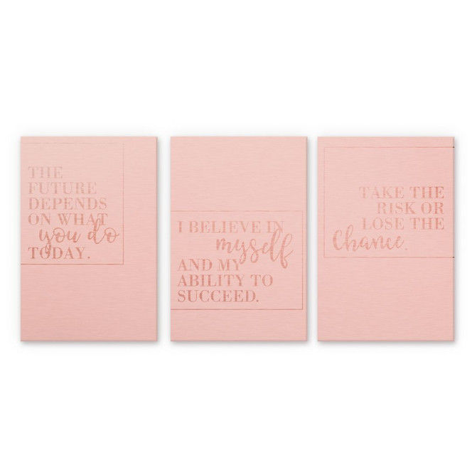 Alu-Dibond-Kupfereffekt Motivation (3er Set) 3x 20x30cm - Bild 1