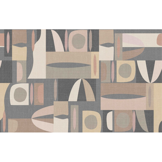 Fototapete Motivtapete Abstrakte Geometrie in Blau-Grau und Beige im Retro Look 2.7 x 4.24 m
