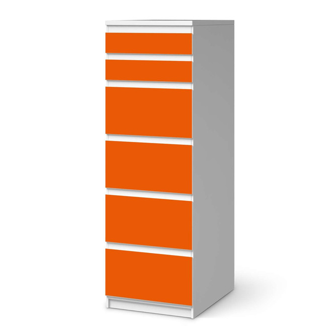Klebefolie IKEA Malm Kommode 6 Schubladen (schmal) - Orange Dark- Bild 1