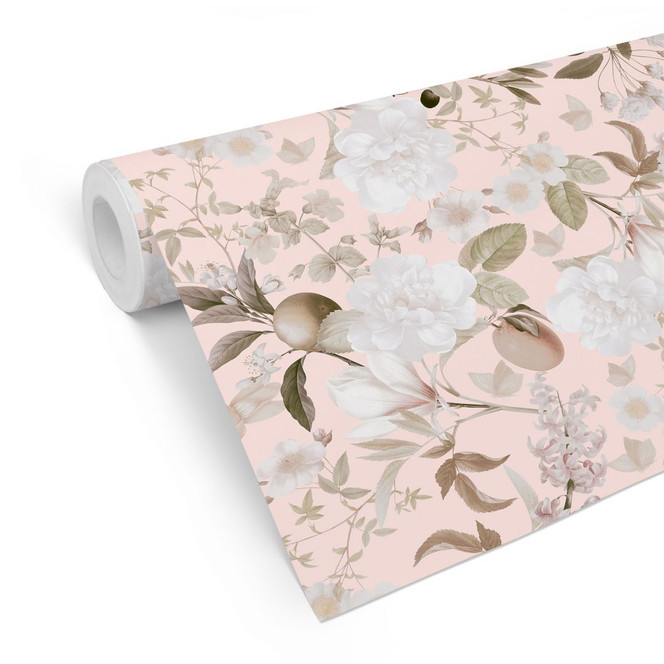 Mustertapete Boho-Illustration mit Blumen und Früchten - UN Designs
