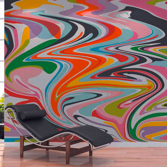Fototapete Kunst ColourCircles1 in grün lila - Vliestapete Designwalls 2 - 2.55x3.5 m