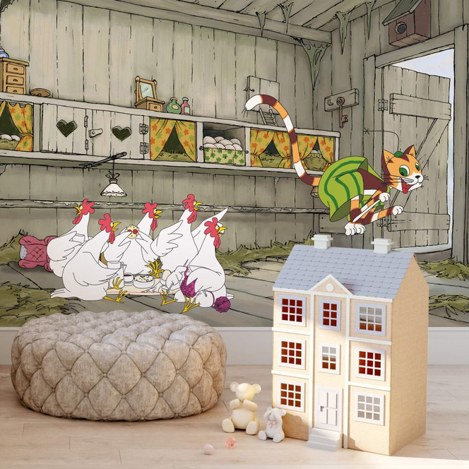 Fototapete Pettersson & Findus - Findus der Hühnerschreck