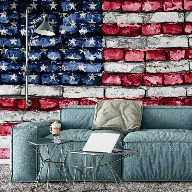 Fototapete Stars and Stripes Mauer - 336x260cm - Bild 1