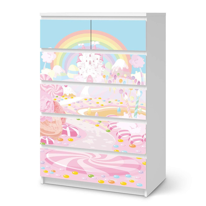Möbel Klebefolie IKEA Malm Kommode 6 Schubladen (hoch) - Candyland- Bild 1