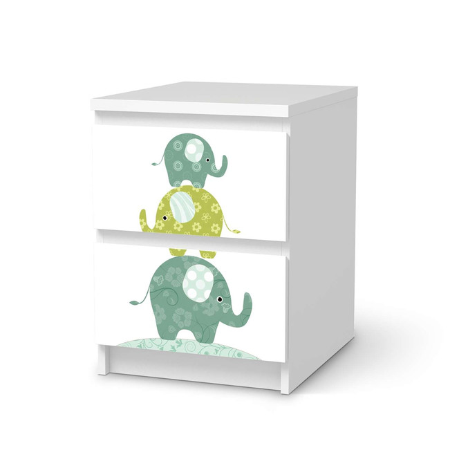 Möbelfolie IKEA Malm Kommode 2 Schubladen - Elephants- Bild 1