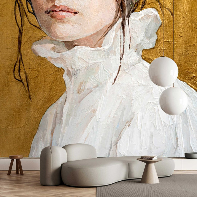 Fototapete im Ölgemälde-Stil auf Gold - Vliestapete