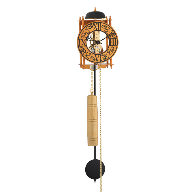 Raubritter Ravensburg Wanduhr in Orange mit schwarz bedrucktem Reif römische Zahlen