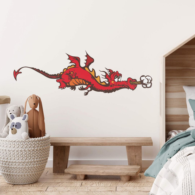 Wandsticker Willi der Drache mehrfarbig
