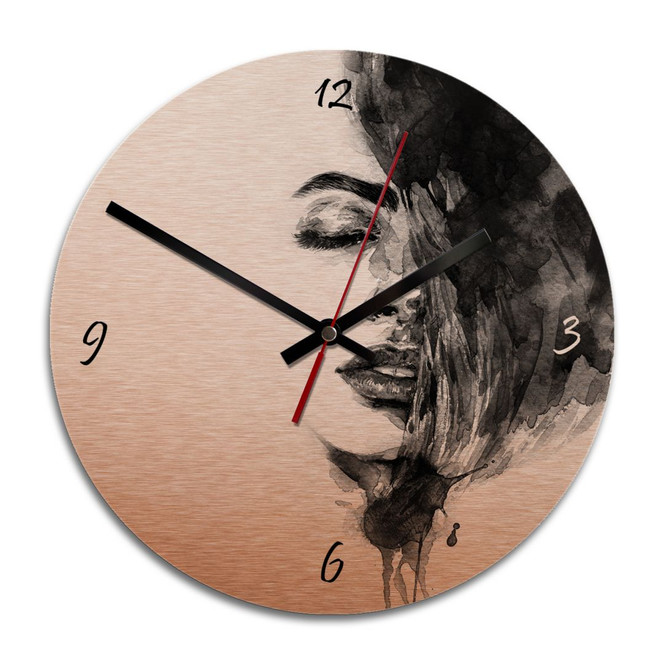 Wanduhr Alu-Dibond-Kupfereffekt - Sleeping Beauty - Ø 28cm - Bild 1