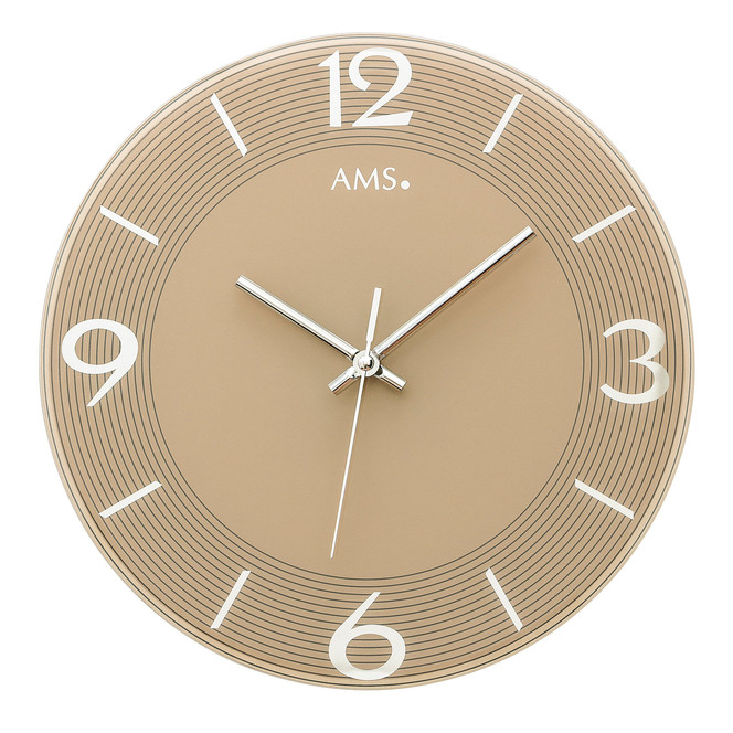 Wanduhr Facettiertes und bedrucktes Spiegelglas hellbraun