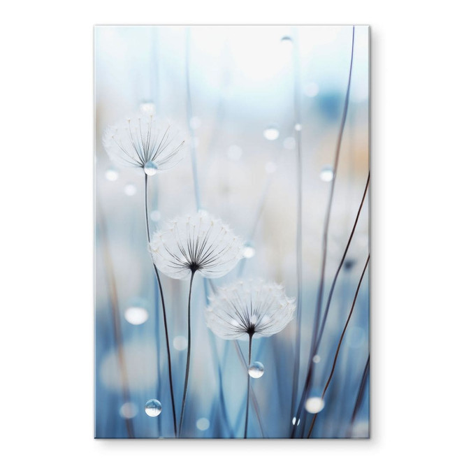 Acrylglasbild Tauperlen auf Pusteblumen - Treechild