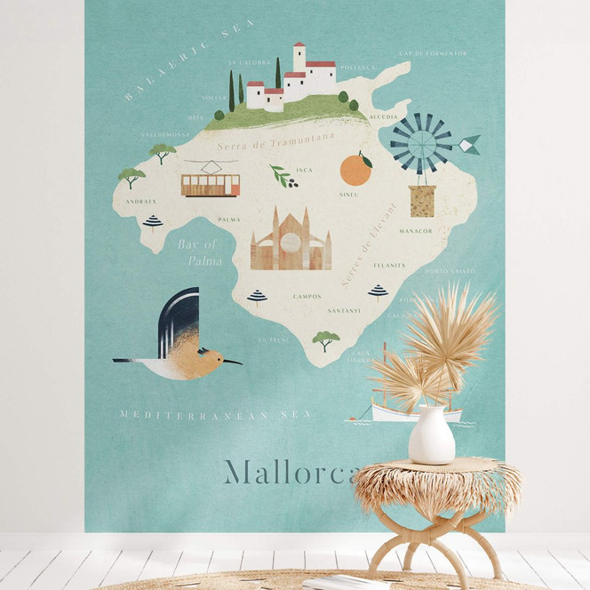 Fototapete Karte von Mallorca - Reisemotiv - Rivers