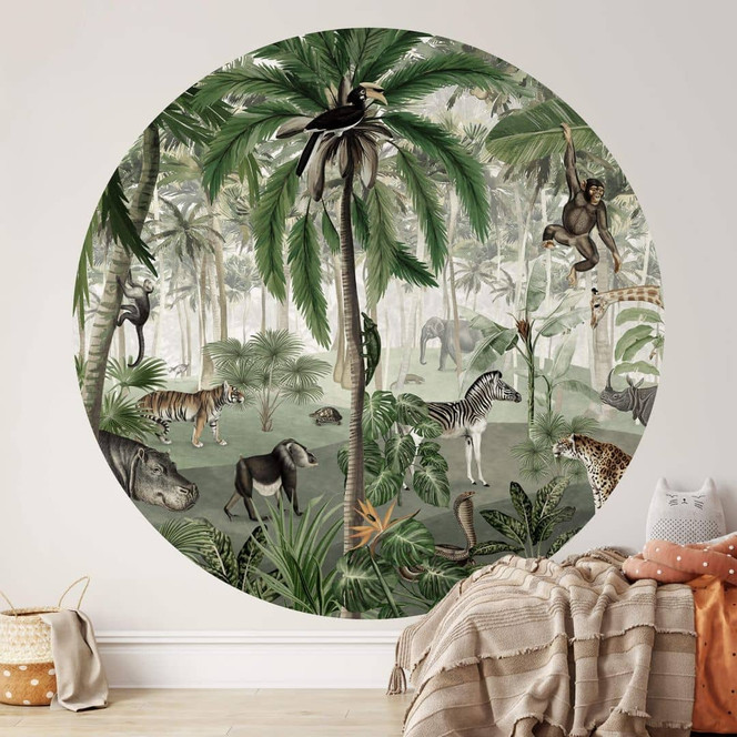 Fototapete Kikki Belle - Dschungel Suchbild - Rund - Selbstklebend/Vlies