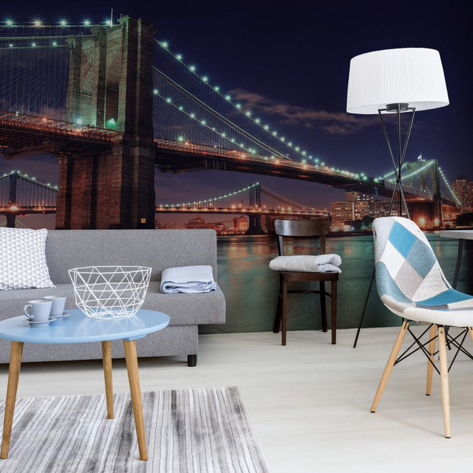 Fototapete Manhattan Bridge at Night 2 - 336x260cm - Bild 1