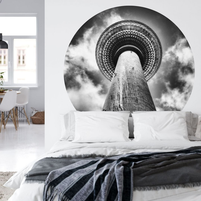 Fototapete Wahrzeichen - Fernsehturm Berlin Rund - Brown - Selbstklebend/Vlies