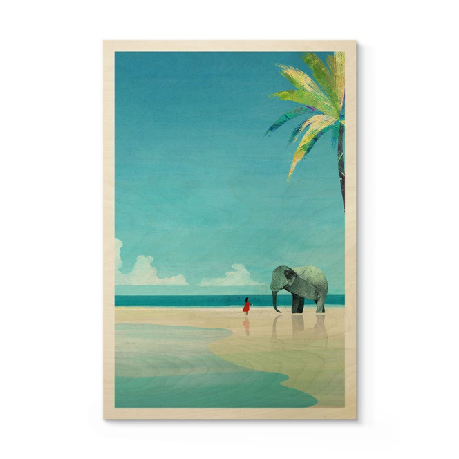 Holzbild Elephant Beach in Indien - Rivers