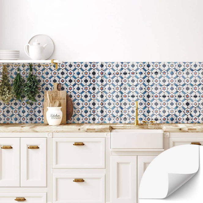 Selbstklebende Küchenrückwand Geometrisches Muster mit Blumen - Treechild