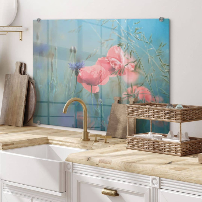 Spritzschutz Delgado - Wildblumen Aquamarin