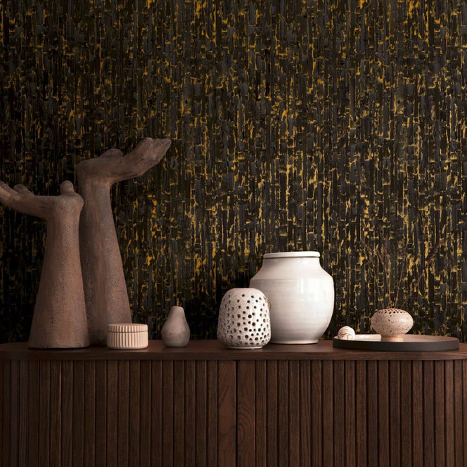 Strukturtapete Schwarz Gold – Vliestapete mit 3D-Effekt modern